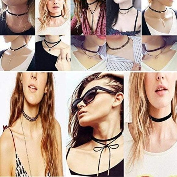 22-Pcs Black Velvet Choker Set - Elegant Adjustable Necklaces for All Occasions - Picture 6 of 7